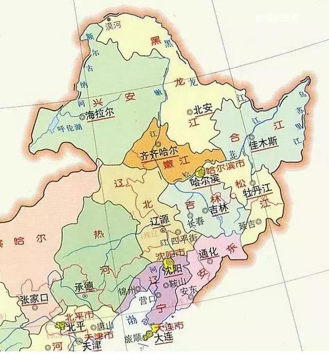 新中国成立后,同样还存在六个省,此外,还有沈阳,长春,哈尔滨等直辖市.