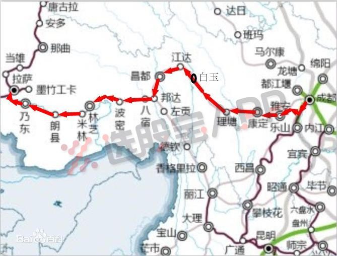 川藏铁路包括三大路段:成康铁路(成都至康定又包括成雅铁路和雅康铁路