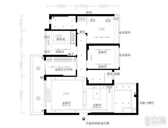 于是下面就是我和老婆讨论许久的后得出的灯光布局图, 没有对比就没有