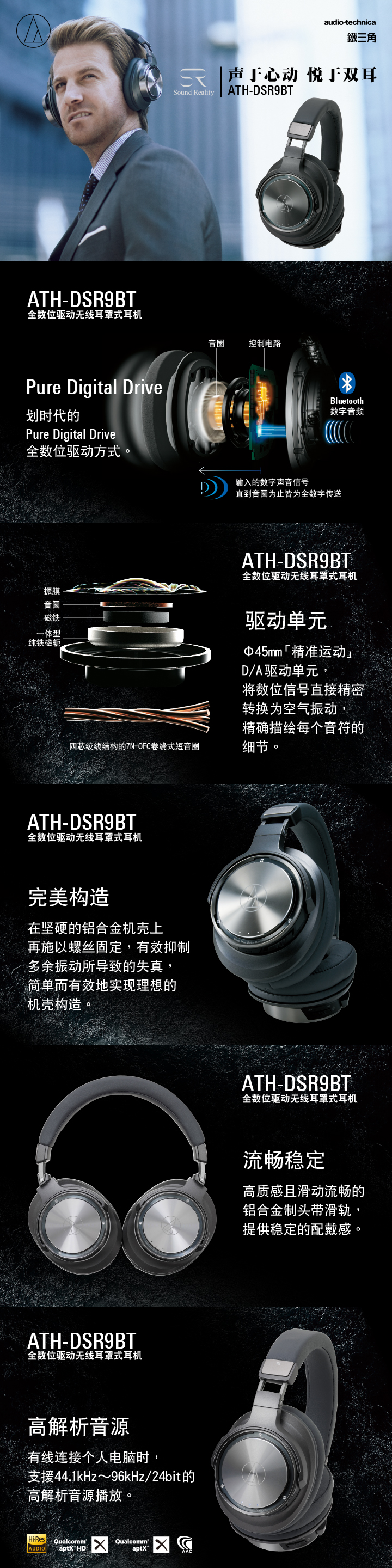 铁三角ATH-DSR9BT耳机