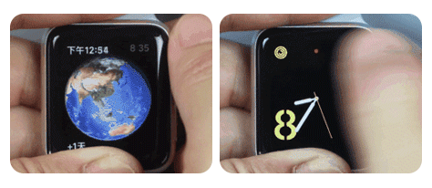 series 3动态表盘可以旋转表冠或者拖动屏幕来实现有趣的动画,表盘也