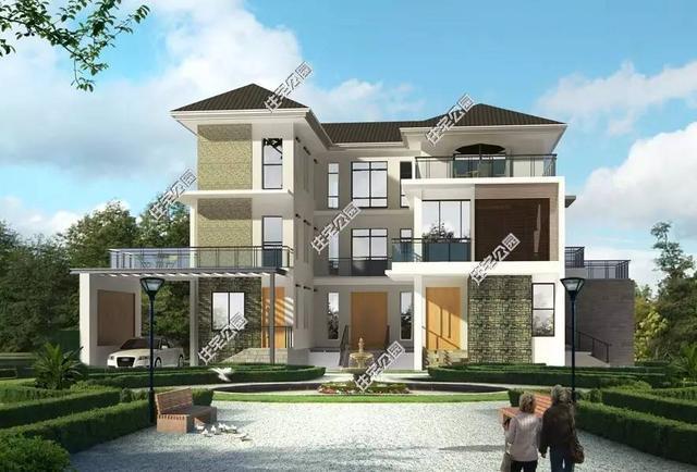 23x14米农村别墅凹形布局精美别致全图预算