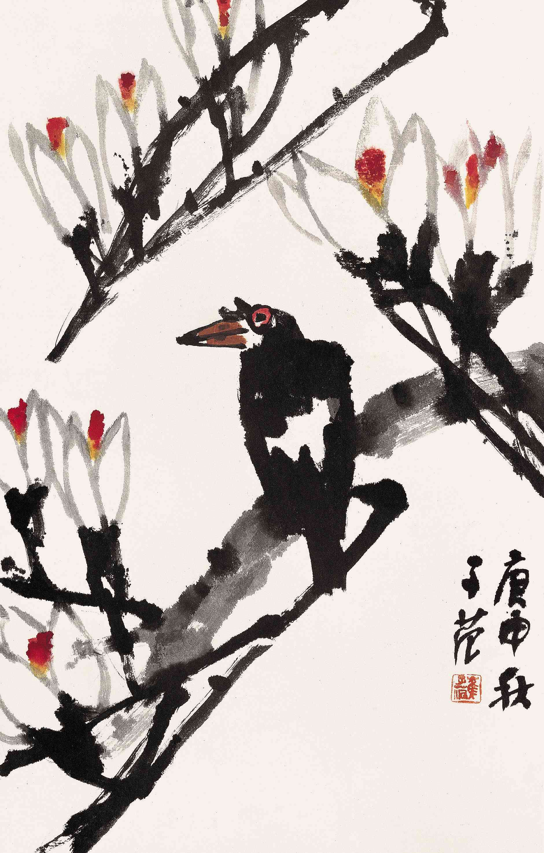 玉兰八哥_玉兰八哥图片,鉴赏,作品_新浪美术馆_新浪网