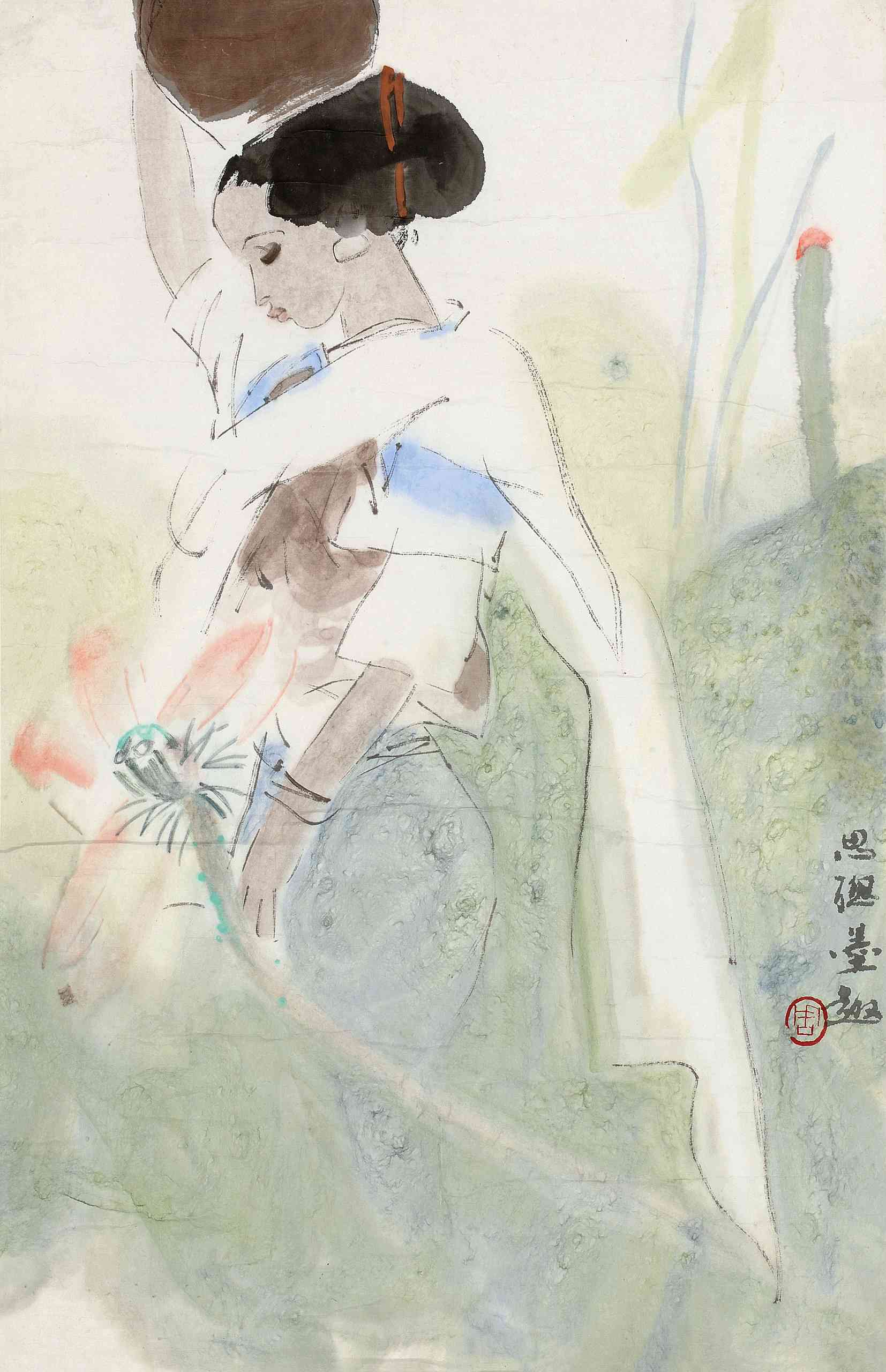 荷花仕女_荷花仕女图片,鉴赏,作品_新浪美术馆_新浪网