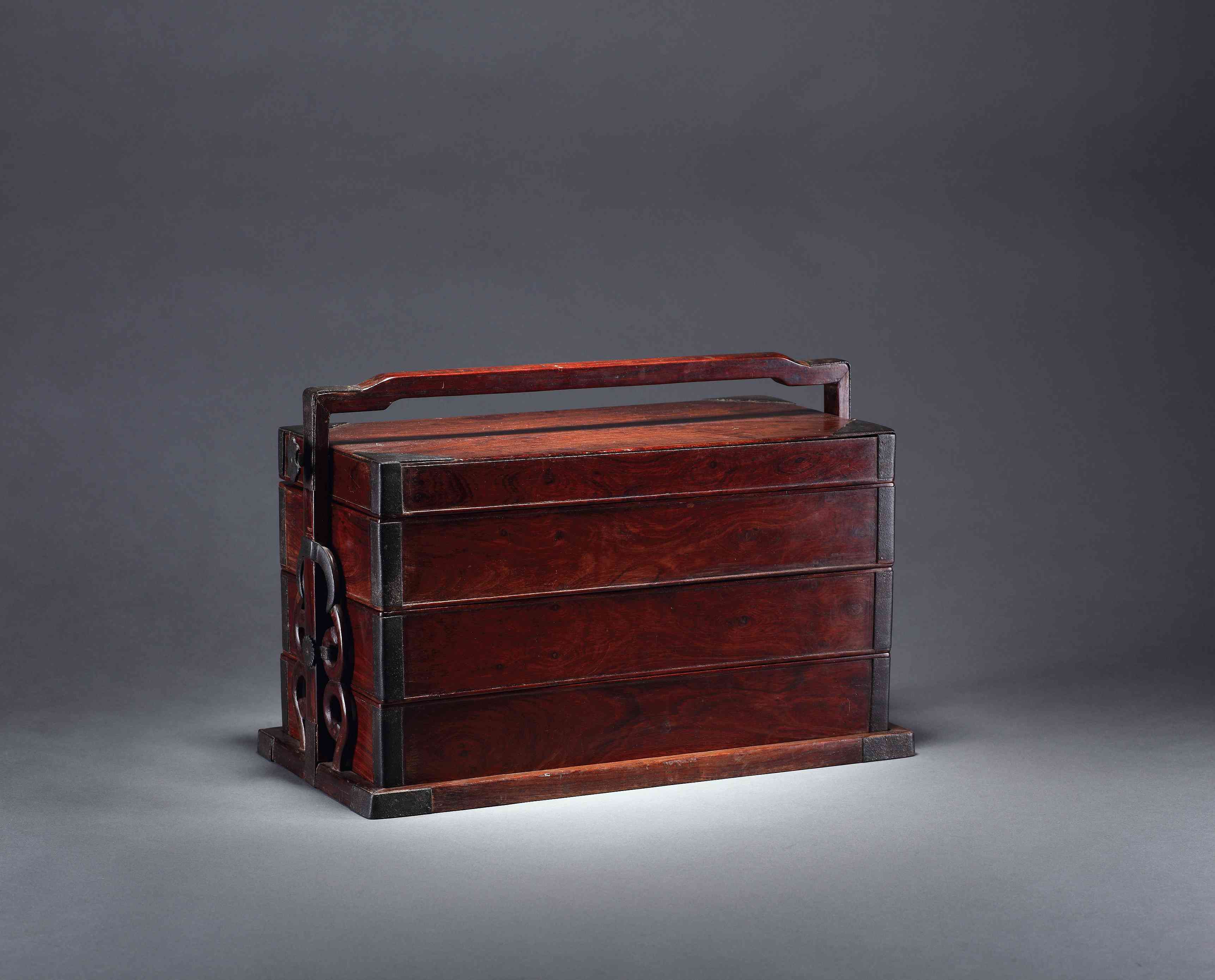 黄花梨三层提盒