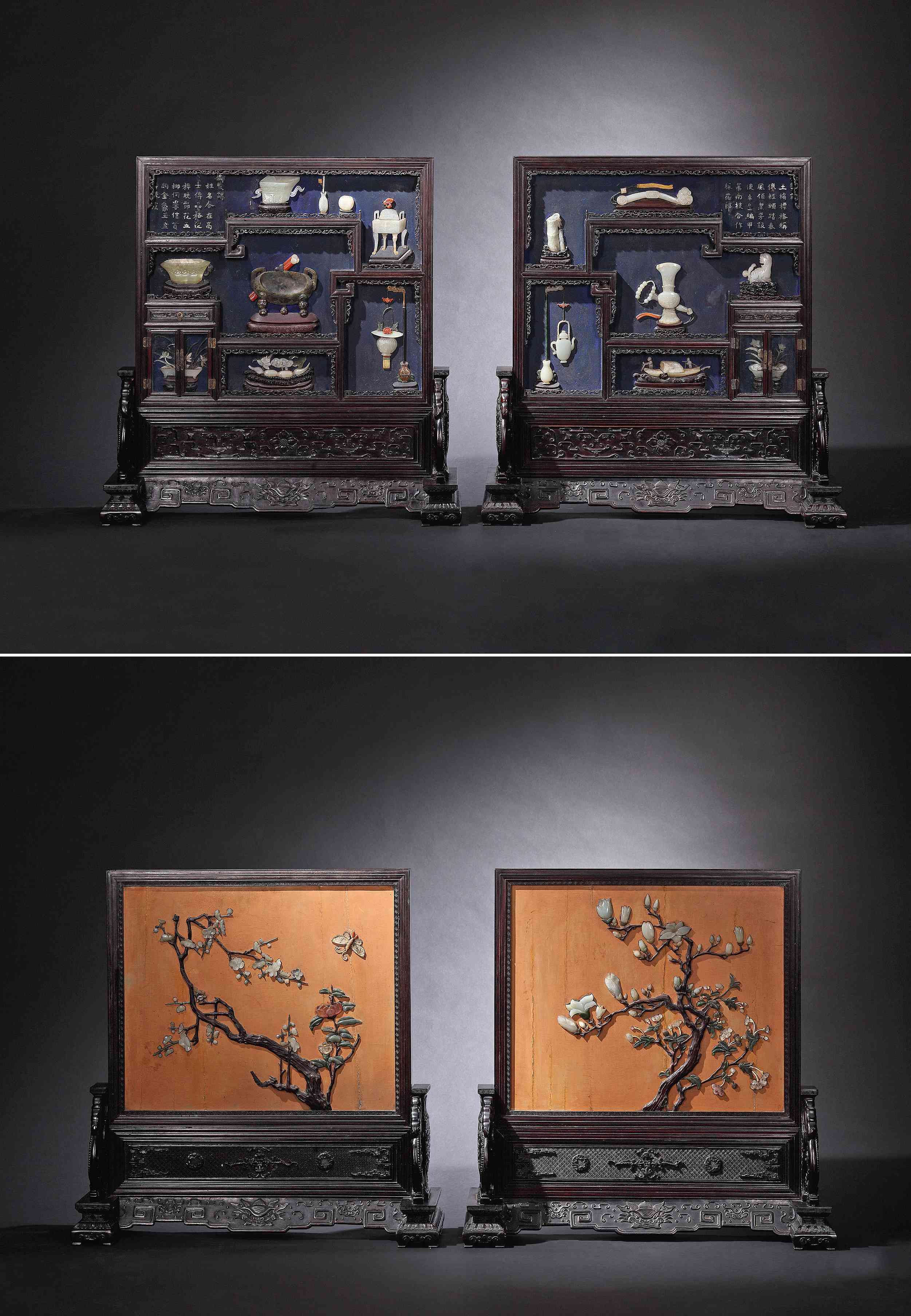 紫檀柜百宝嵌御题诗插屏_紫檀柜百宝嵌御题诗插屏图片,鉴赏,作品_新浪美术馆_新浪网