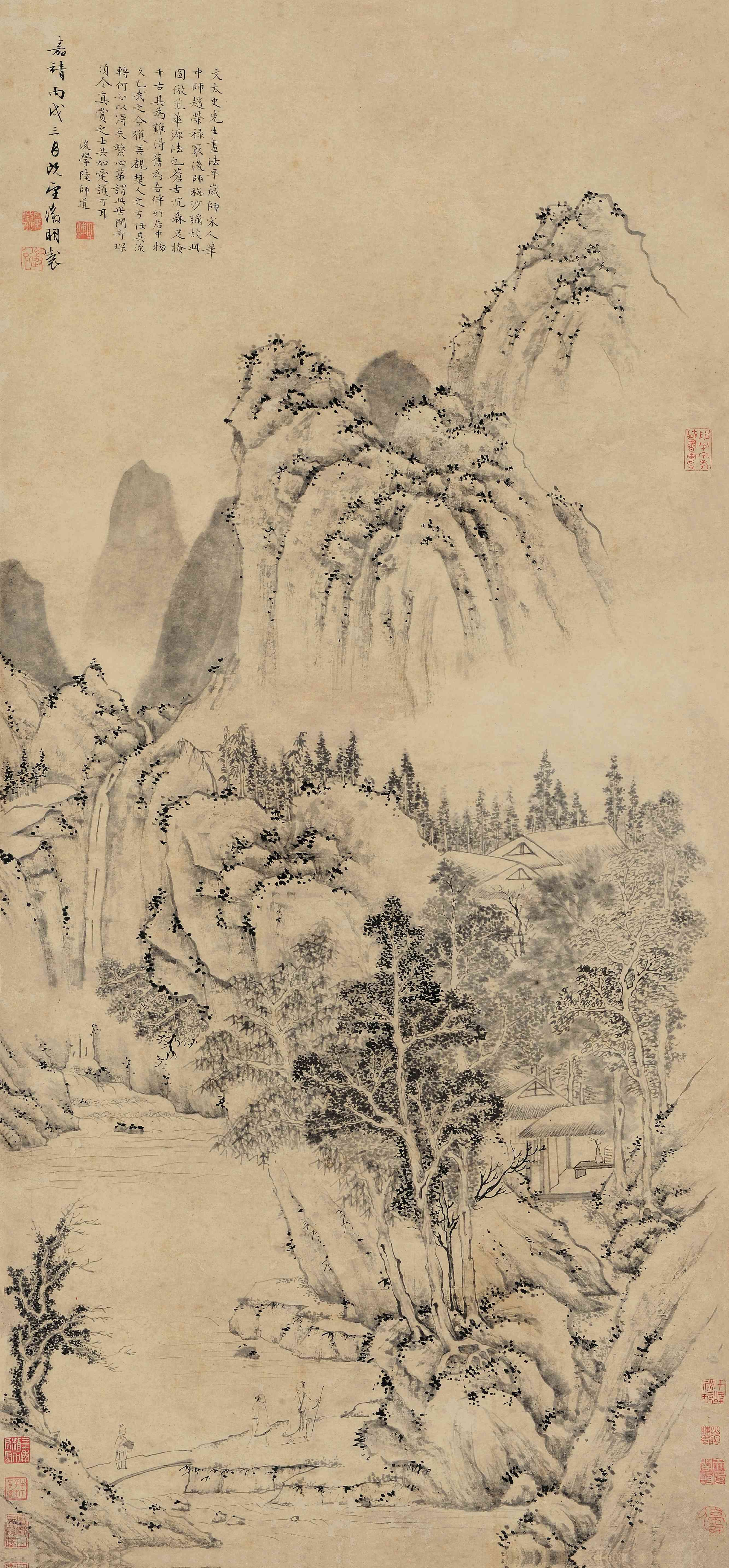 文徵明 携琴访友图