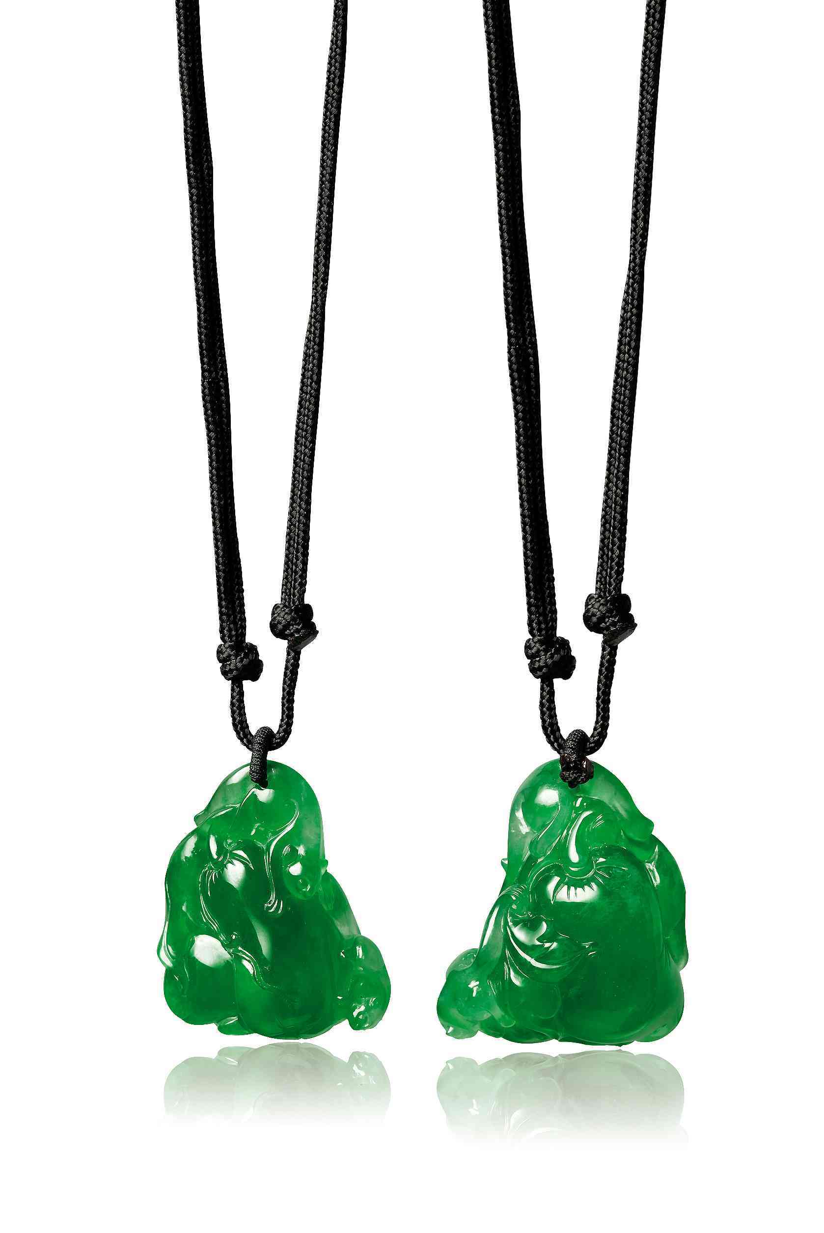 天然翡翠双獾挂件